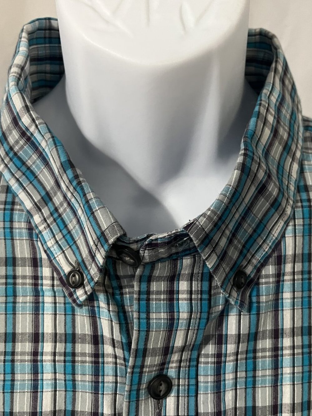 🧭 Orvis Active Fit Plaid Shirt Men's XXL Blue Gray Purple Short Sleeve 🧭